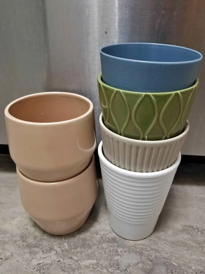 Ceramic Plant Pots & Tall Glass Vase thumbnail