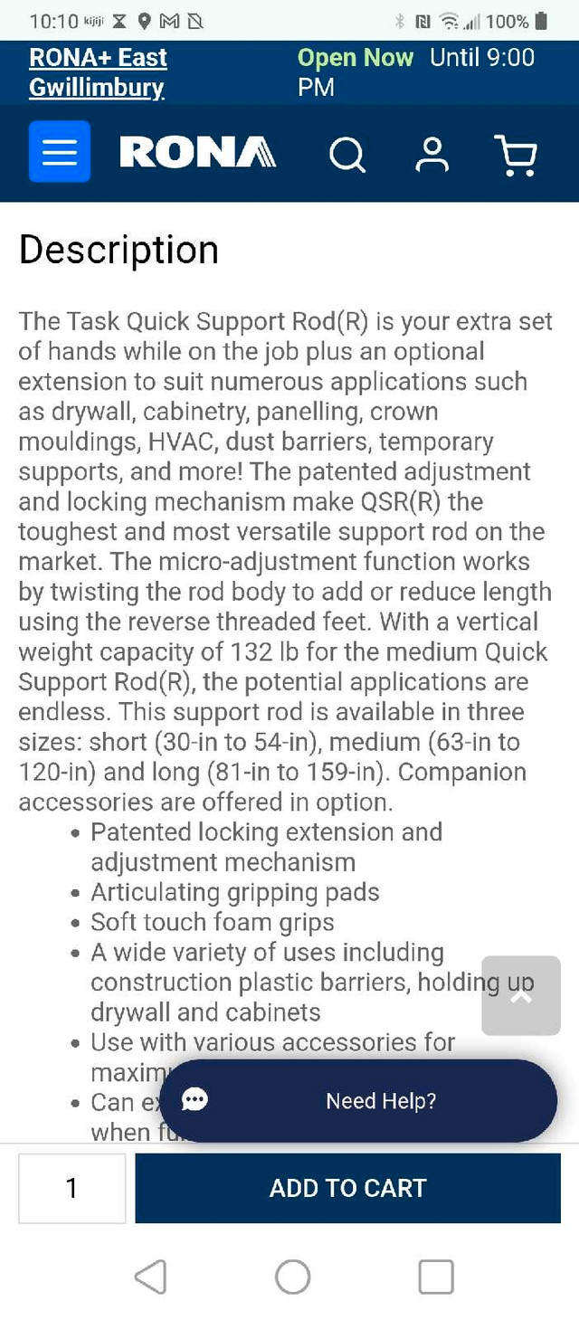 Quick support rod for drywall, site protect, etc - photo 5