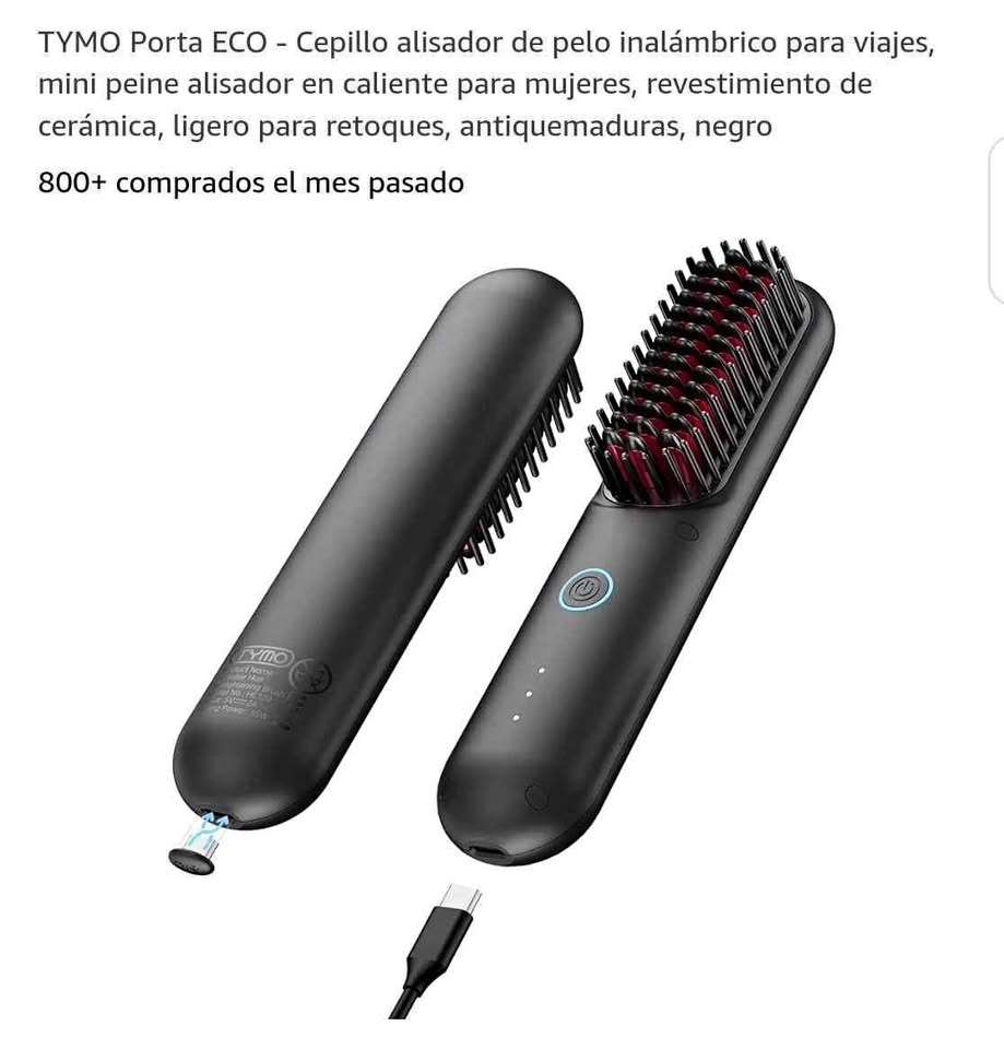 TYMO Porta ECO - Cepillo alisador de pelo inalámbrico