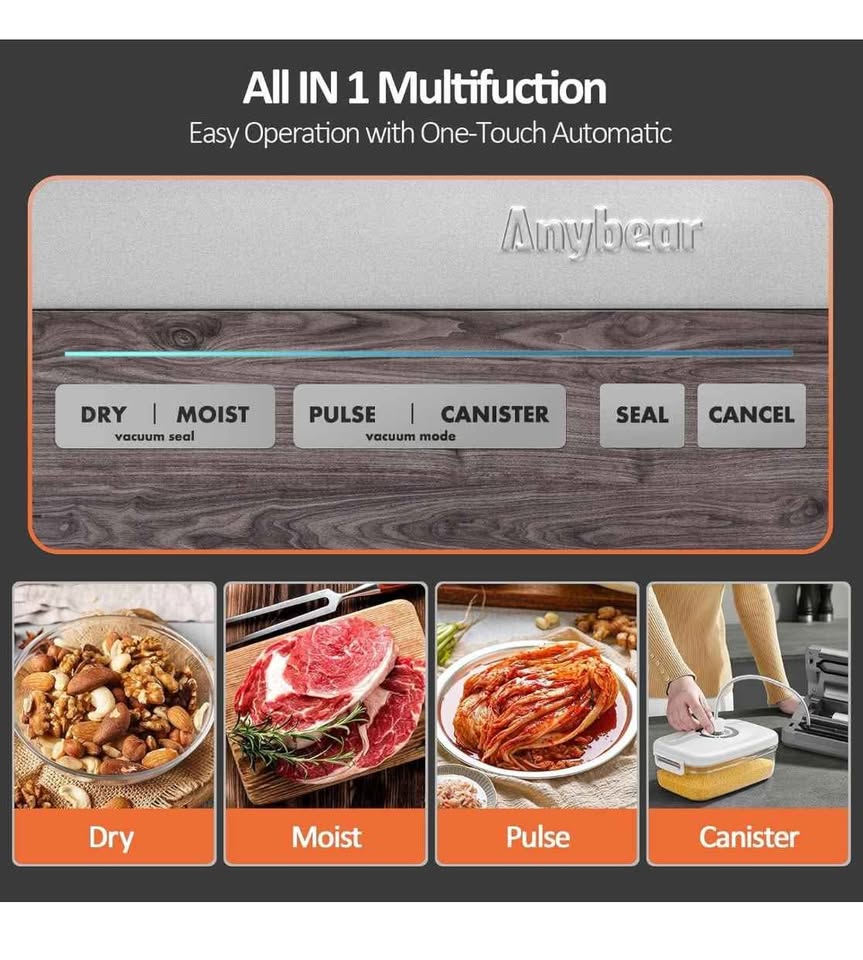 Vacuum Sealer Machine, 90kPa 120W Wide Seal All-IN-1 - photo 3