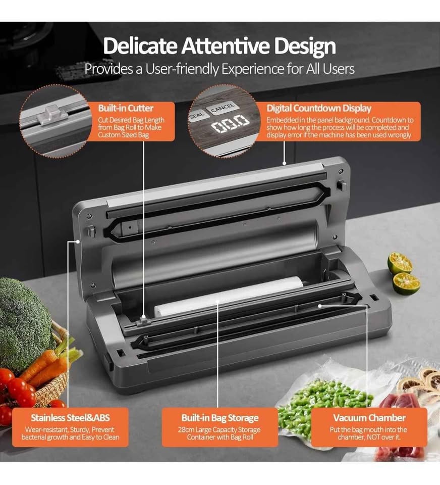 Vacuum Sealer Machine, 90kPa 120W Wide Seal All-IN-1 - photo 4