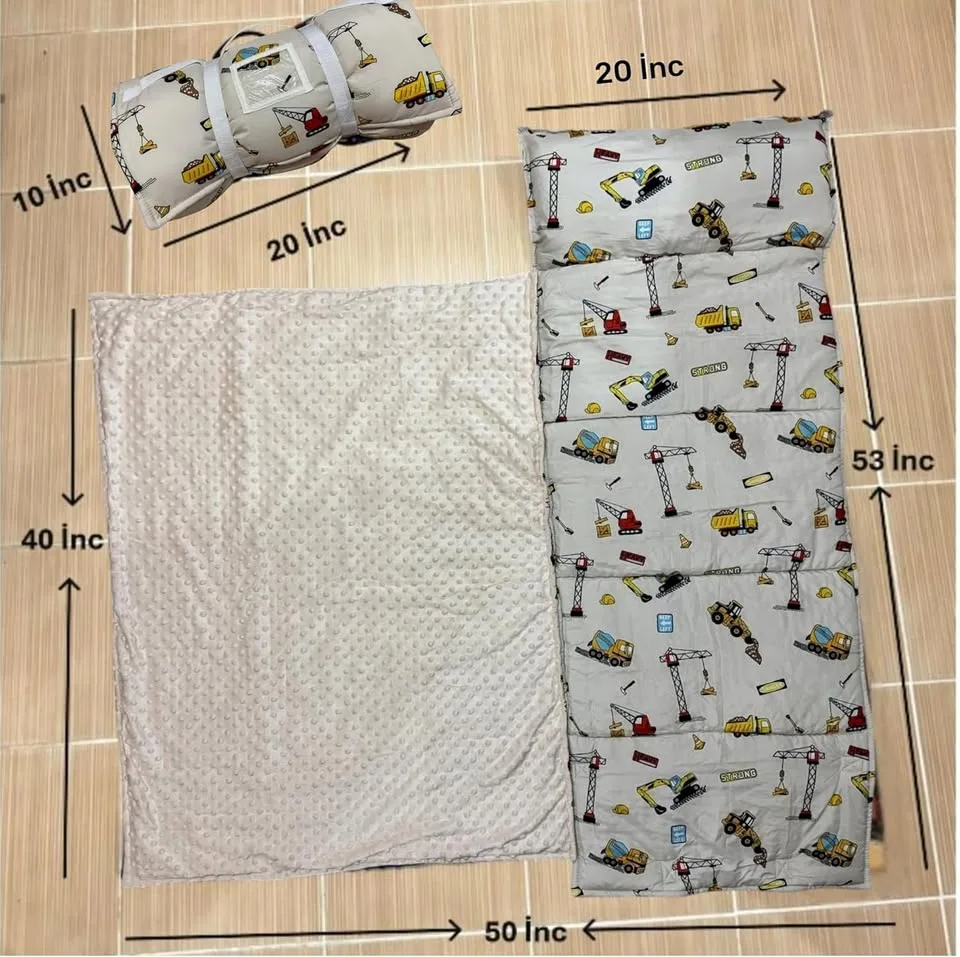 New~Nap Mat W/Pillow & Blanket, Age 3+, Const Vehicles thumbnail