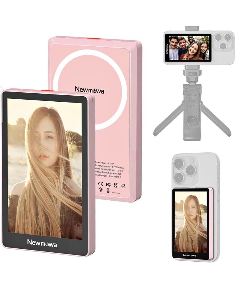 Pink Magnetic Phone Vlog Selfie Monitor Screen