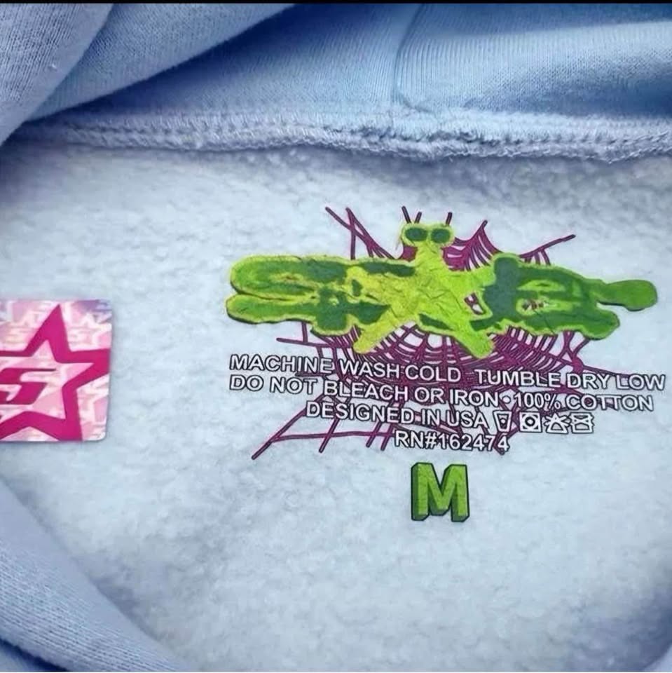 Sp5der Sky Blue Hoodie (Medium) - photo 4