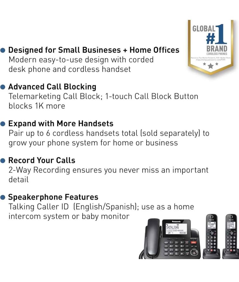 Panasonic Corded/Cordless Phone with Advanced Call Block - photo 2