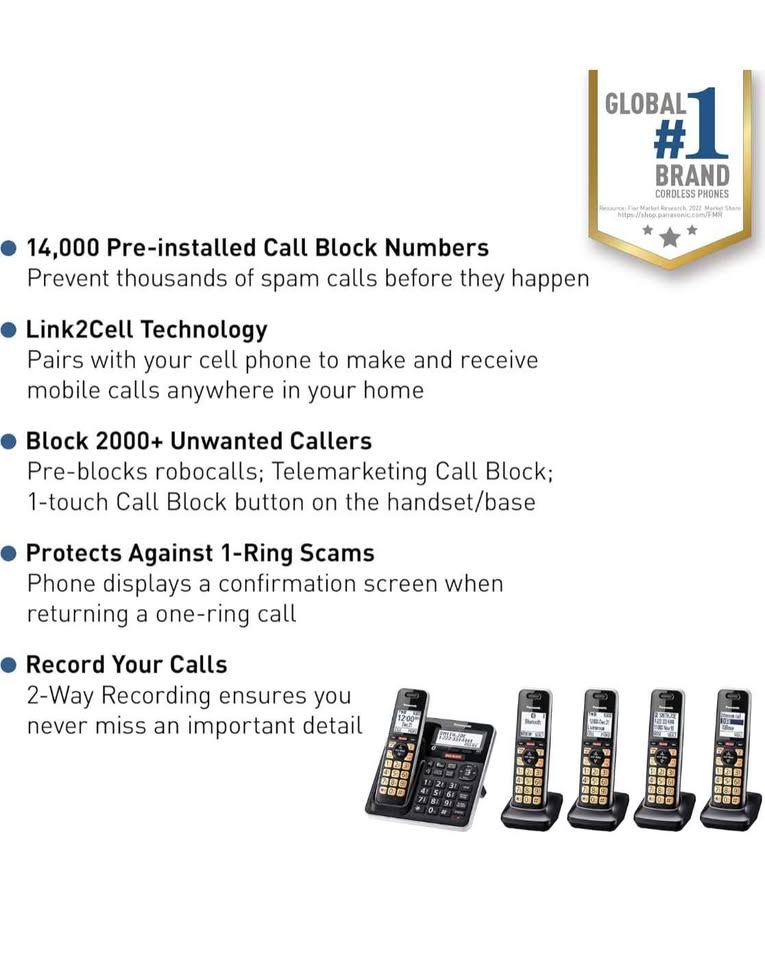Panasonic Cordless Phone with Advanced Call Block - photo 2