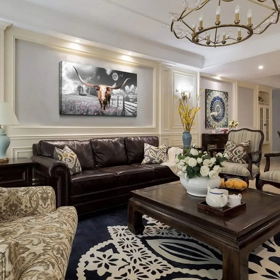 New Highland Cow Wall Art Cow Picture 30"X60" image indicator(2)