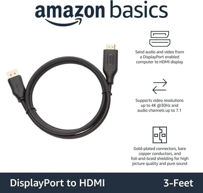 *New* Amazon Basics DisplayPort to HDMI Cable image indicator(3)