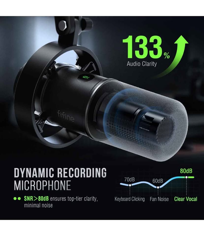 FIFINE Dynamic Microphone, XLR/USB Podcast Recording - photo 4