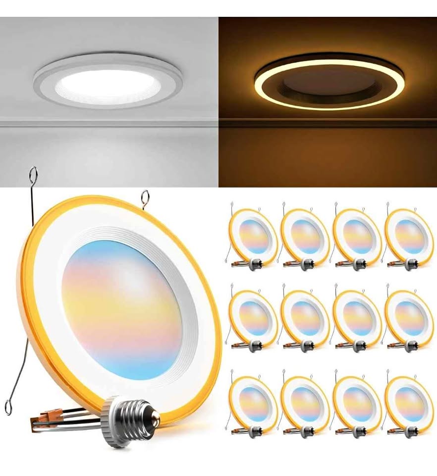 12 Pack 6 Inch LED Recessed Lighting Retrofit with Night Light