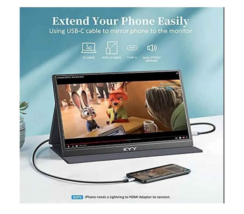 KYY Portable Monitor 15.6inch 1080P FHD USB-C, HDMI - photo 4