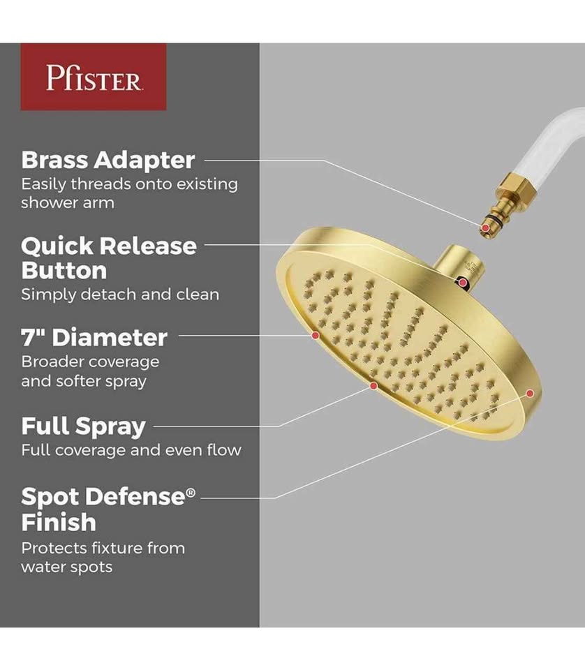 Universal Shower Head Brushed Gold - photo 2