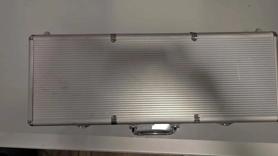 Poker chip set in an aluminum case