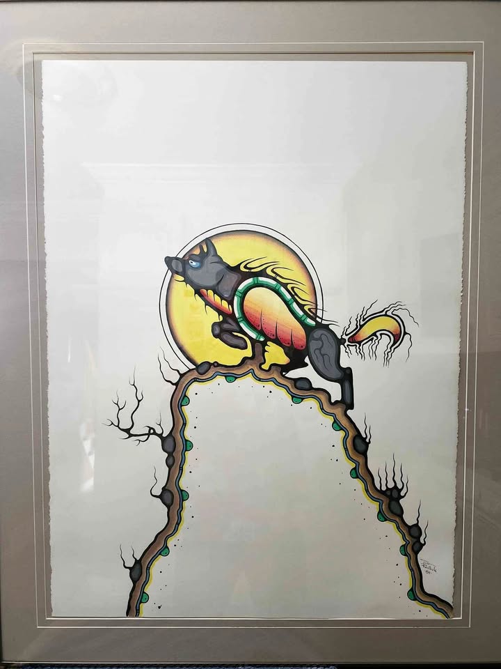 ORIGINAL TIM RESTOULE OJIBWAY ARTIST *** LEADER WOLF***