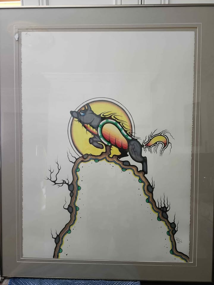 ORIGINAL TIM RESTOULE OJIBWAY ARTIST *** LEADER WOLF*** - photo 3