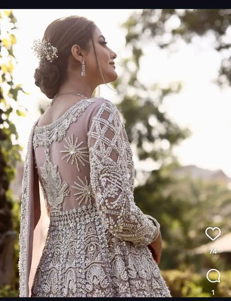 Beautiful lilac bridal / reception maxi dress image indicator(2)