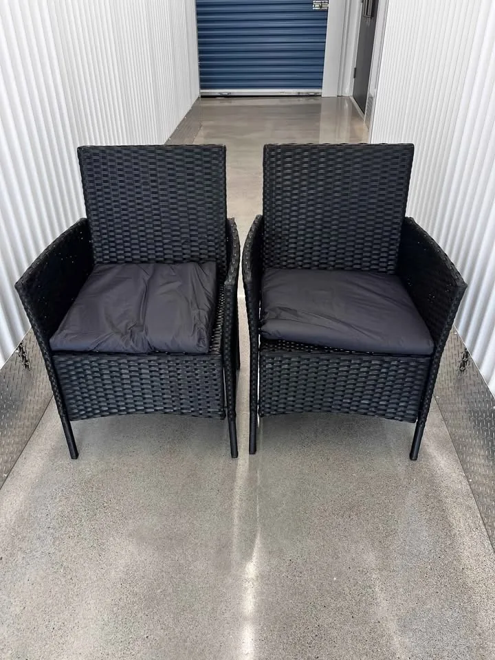 Outdoor Rattan Chairs (Set of 2) – Black – Brand New thumbnail