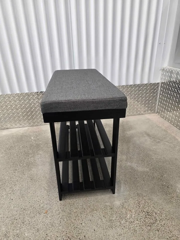 Bamboo Shoe Bench – Black + Gray – Brand New image indicator(2)