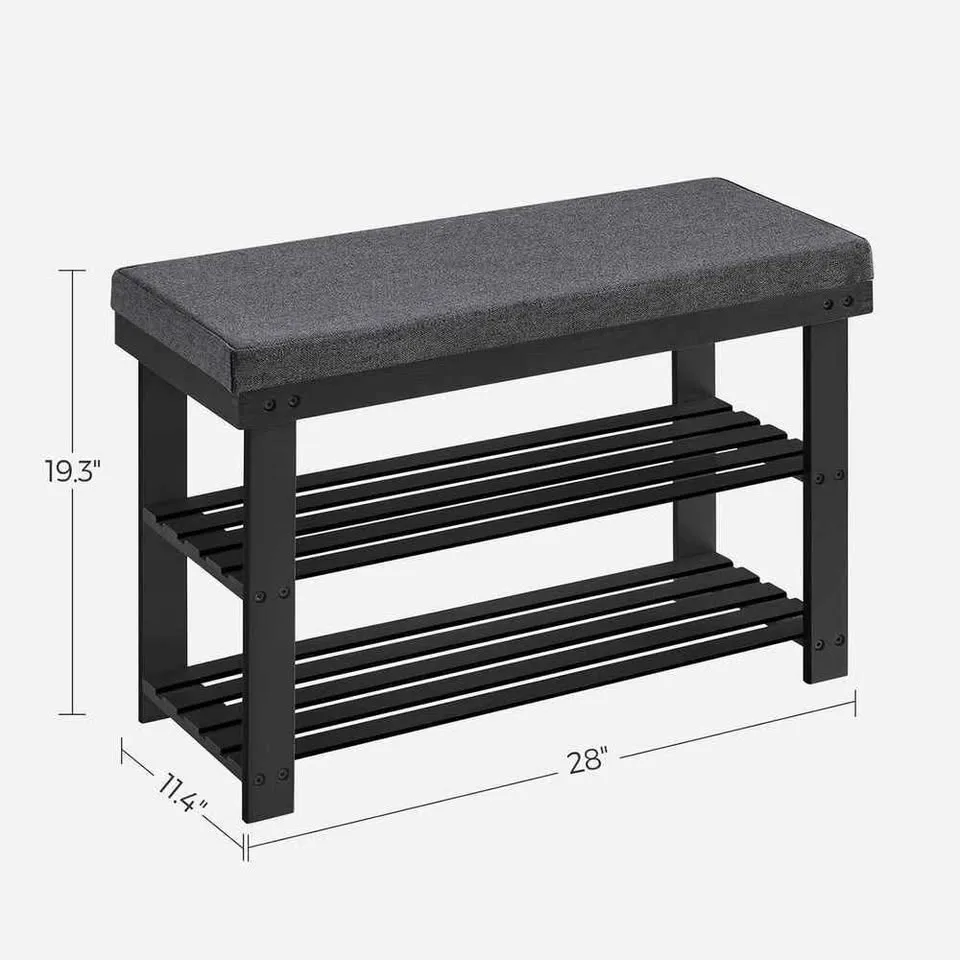 Bamboo Shoe Bench – Black + Gray – Brand New image indicator(5)