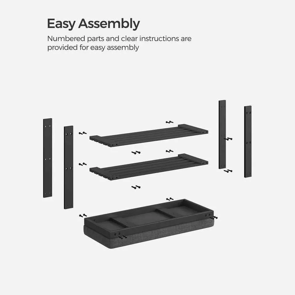 Bamboo Shoe Bench – Black + Gray – Brand New image indicator(7)