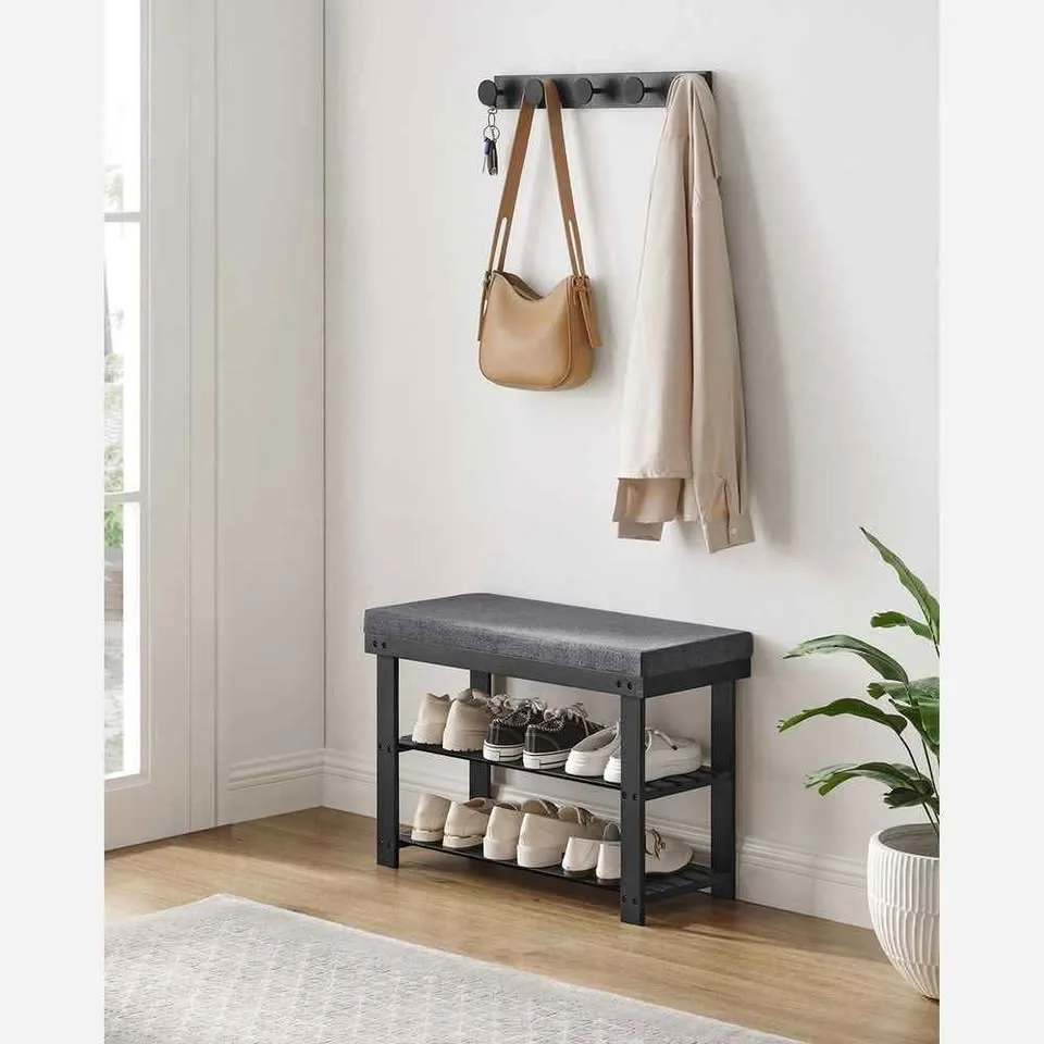 Bamboo Shoe Bench – Black + Gray – Brand New image indicator(8)