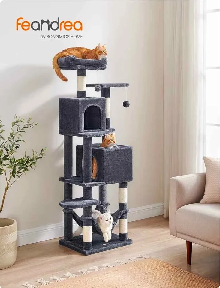 Feandrea Cat Tree Tower 61-Inch Smoky Gray - Brand New image indicator(5)