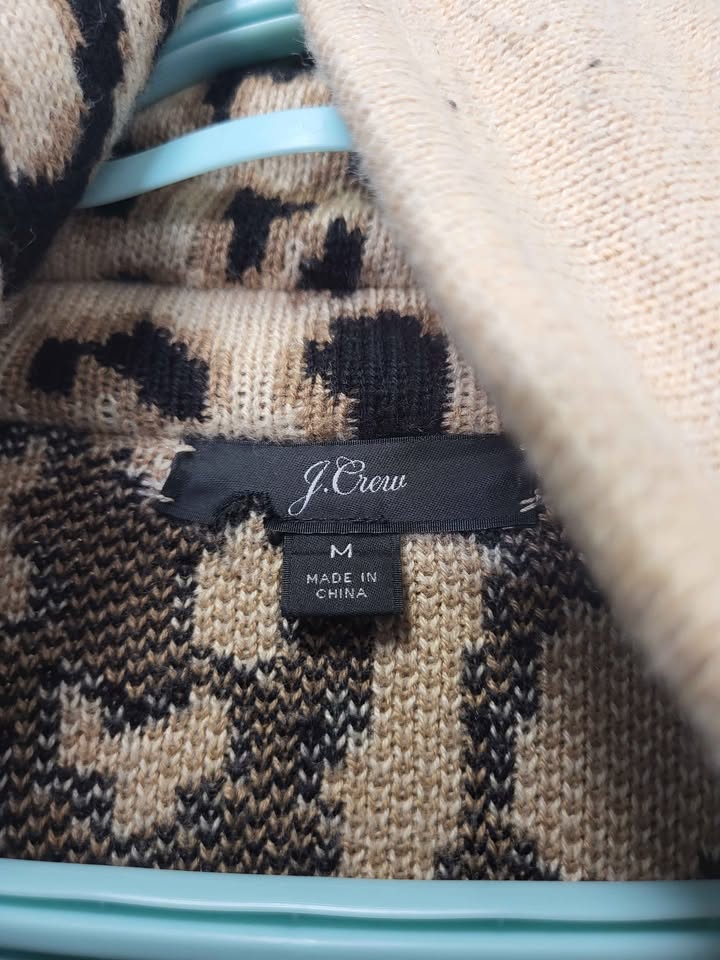 J. Crew Leopard Sweater Coat Cardigan - Women's M - photo 2