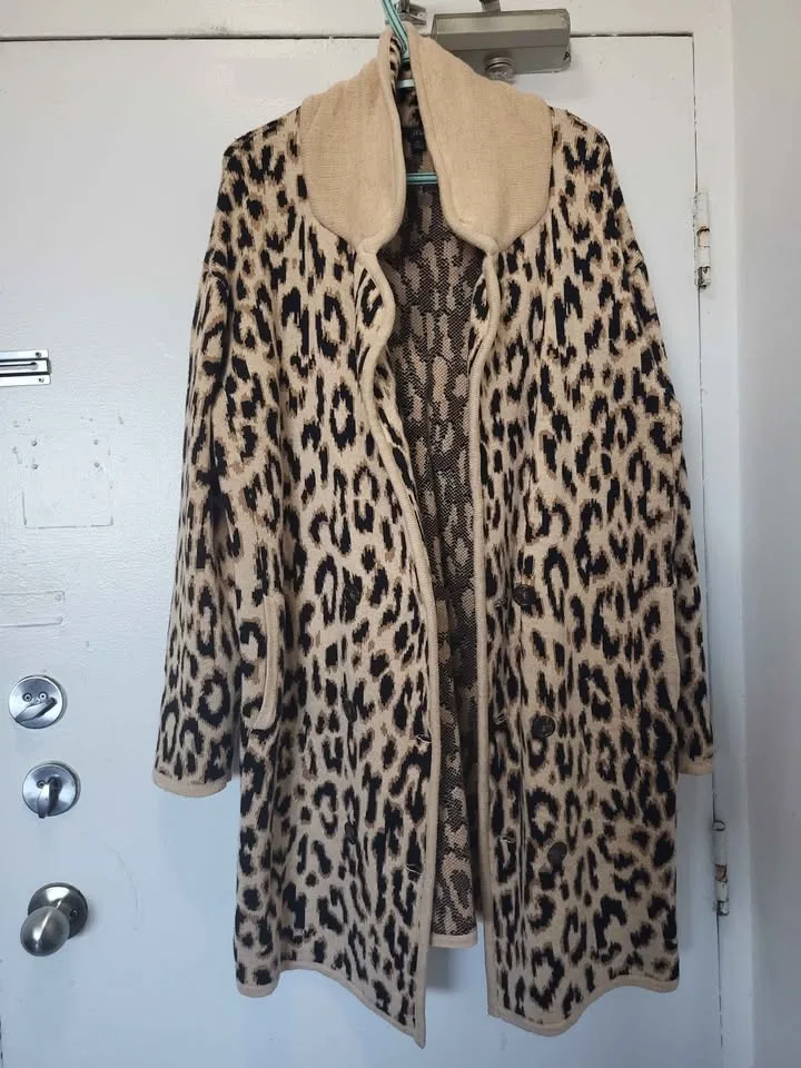 J. Crew Leopard Sweater Coat Cardigan - Women's M image indicator(3)