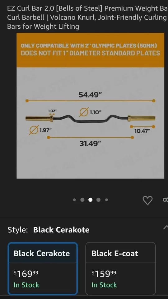 EZ Curl Bar 2.0 [Bells of Steel] Premium Weight Barbell image indicator(6)