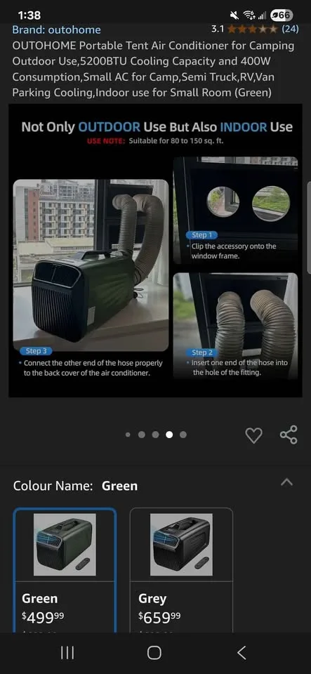 OUTOHOME Portable Tent Air Conditioner 5200BTU 400W image indicator(5)