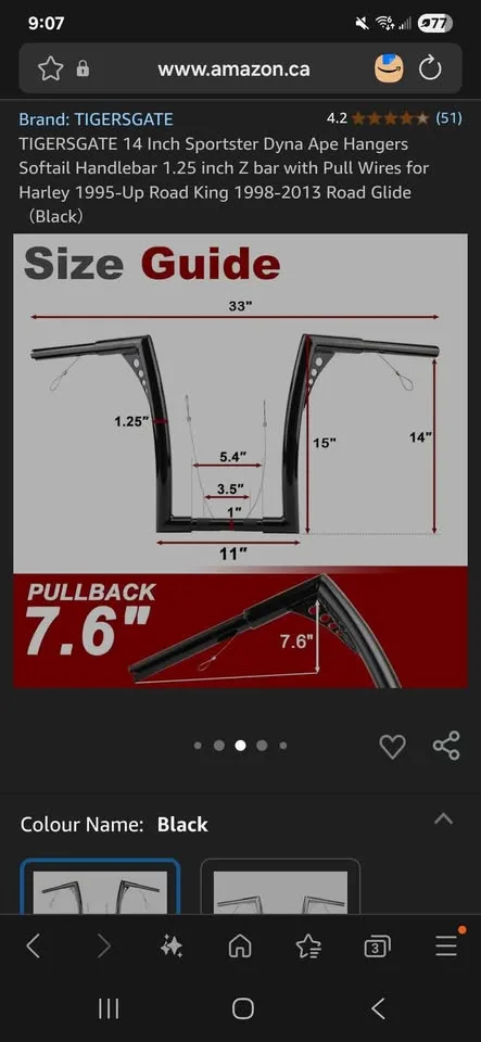 TIGERSGATE 14 Inch Sportster Handlebar image indicator(7)