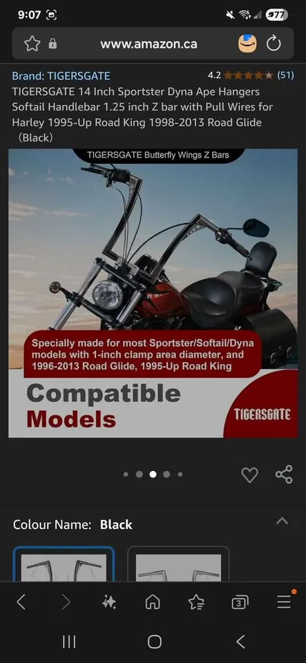 TIGERSGATE 14 Inch Sportster Handlebar image indicator(8)