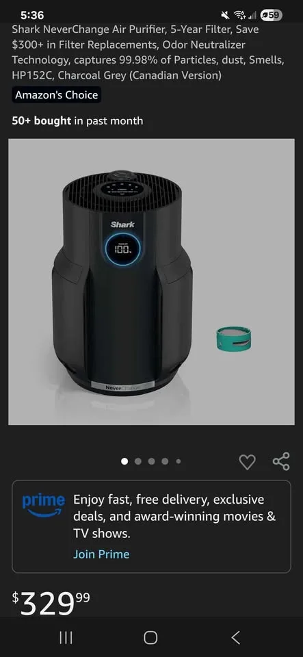 Shark NeverChange Air Purifier, 5-Year Filter image indicator(7)