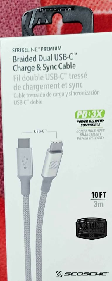 Scosche 10Ft Braided Dual USB-C Cable