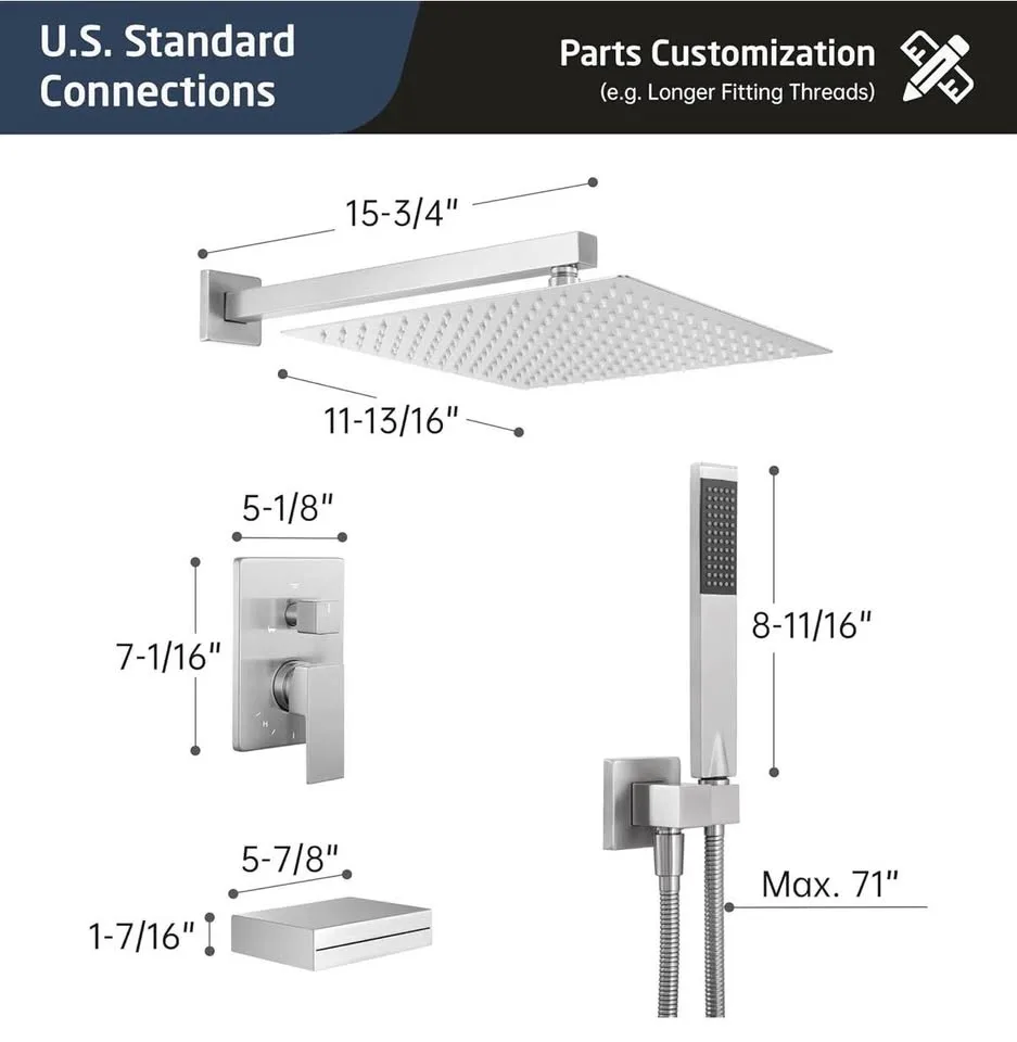 KES New Shower and Bath Kit in Chrome image indicator(8)