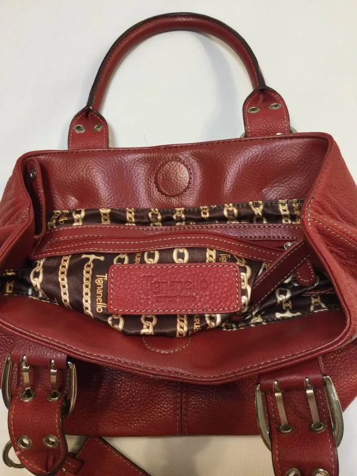 🥕TIGNANELLO Red Leather Handbag image indicator(10)