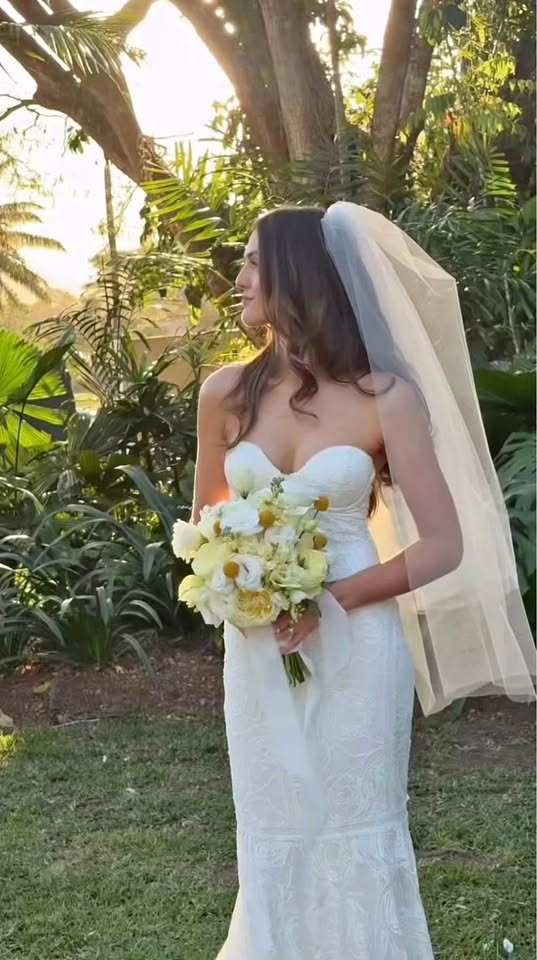 Soft white or ivory Blusher fingertip Veil