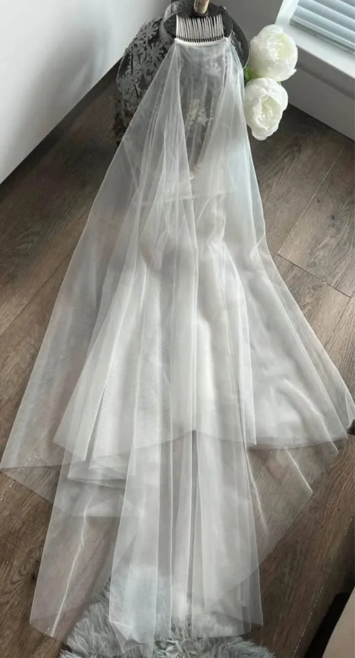 Soft white or ivory Blusher fingertip Veil image indicator(4)