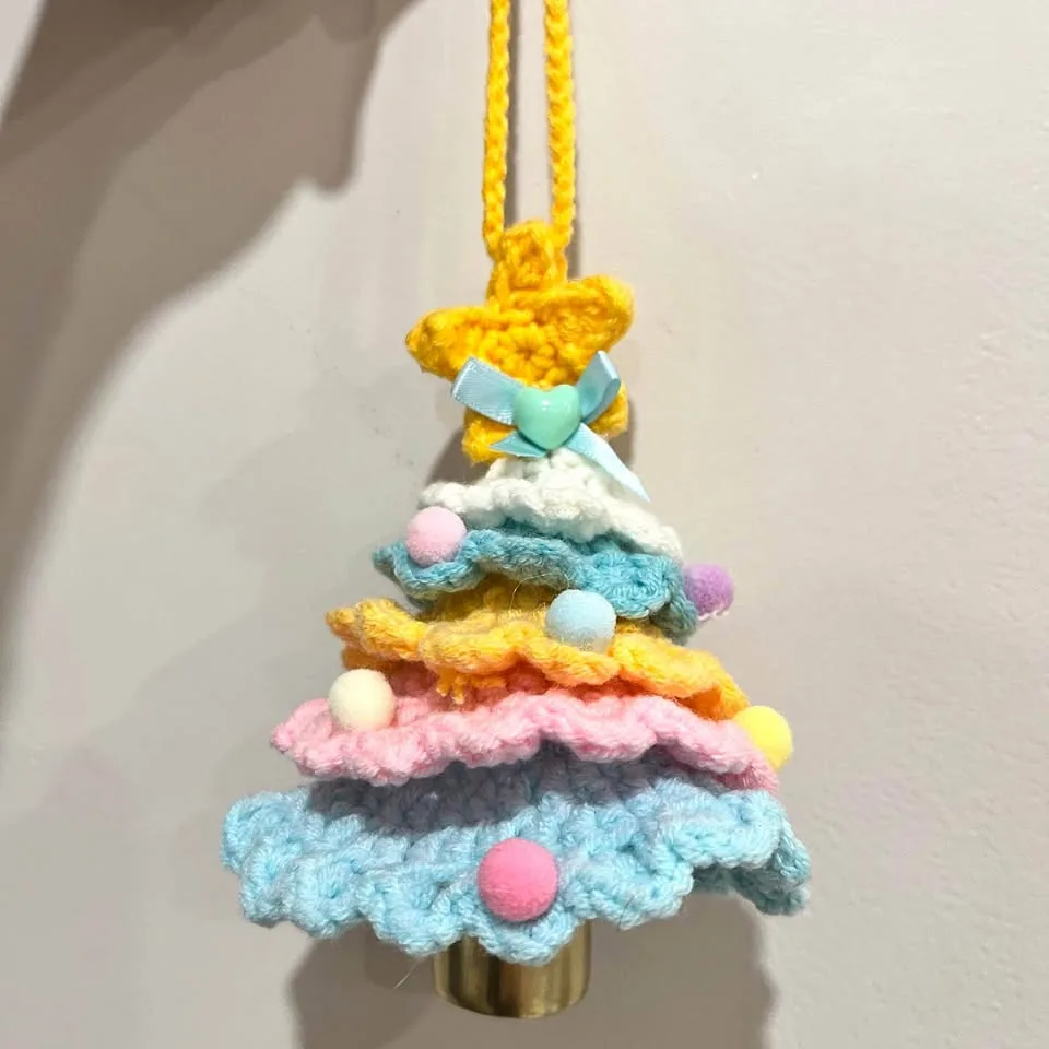 Christmas Crochet Tree Ornament with Bell thumbnail
