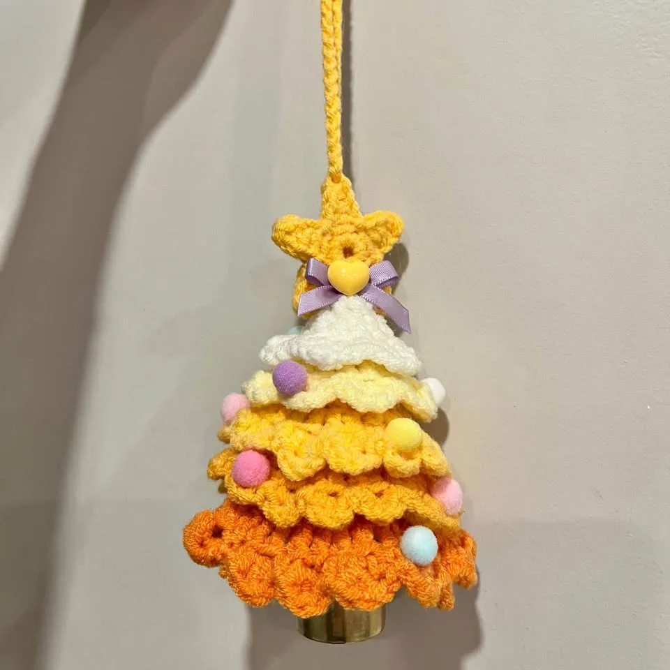 Christmas Crochet Tree Ornament with Bell thumbnail