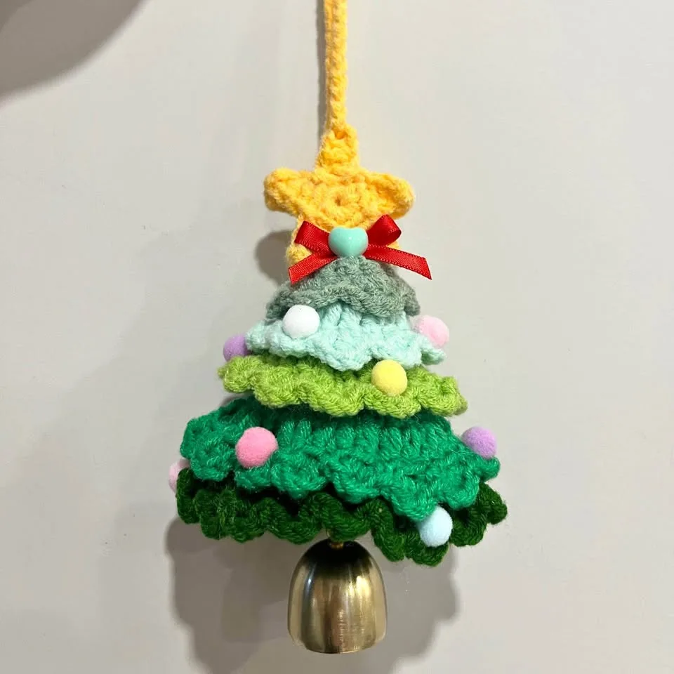 Christmas Crochet Tree Ornament with Bell thumbnail