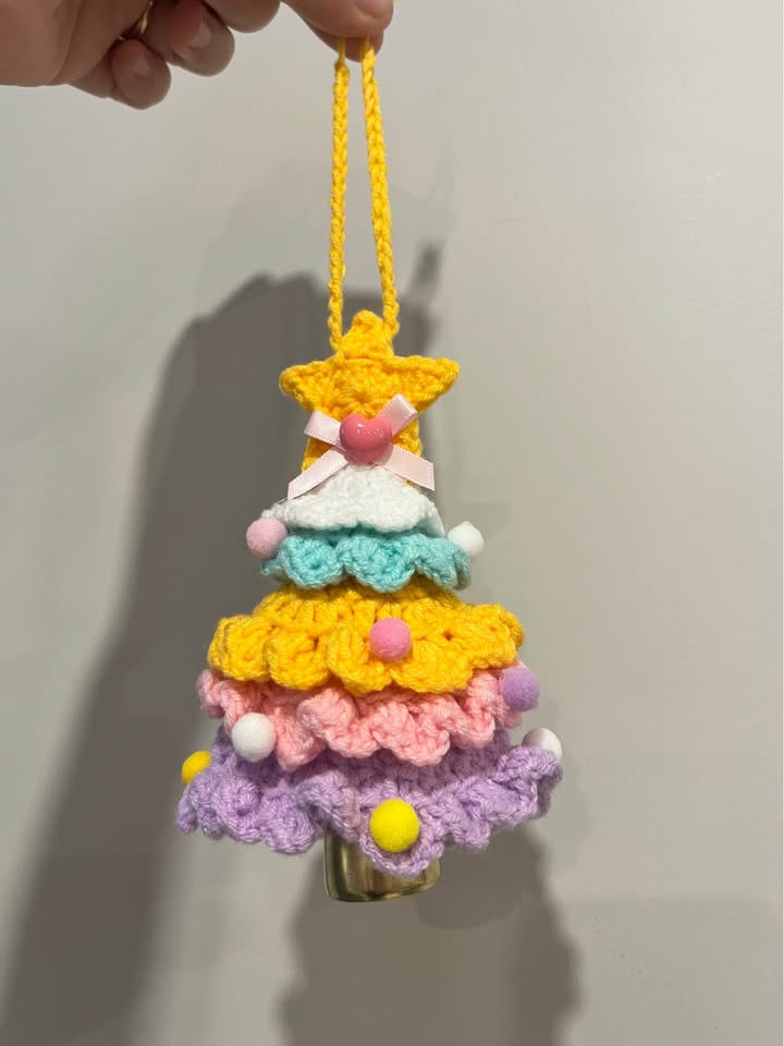 Christmas Crochet Tree Ornament with Bell Cute Xmas Decor - photo 2