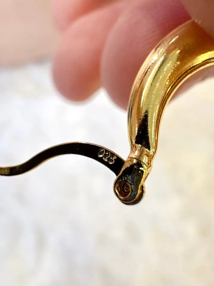 Minimalist Golden Oval Hoop Earrings | 925 Silver Post image indicator(3)