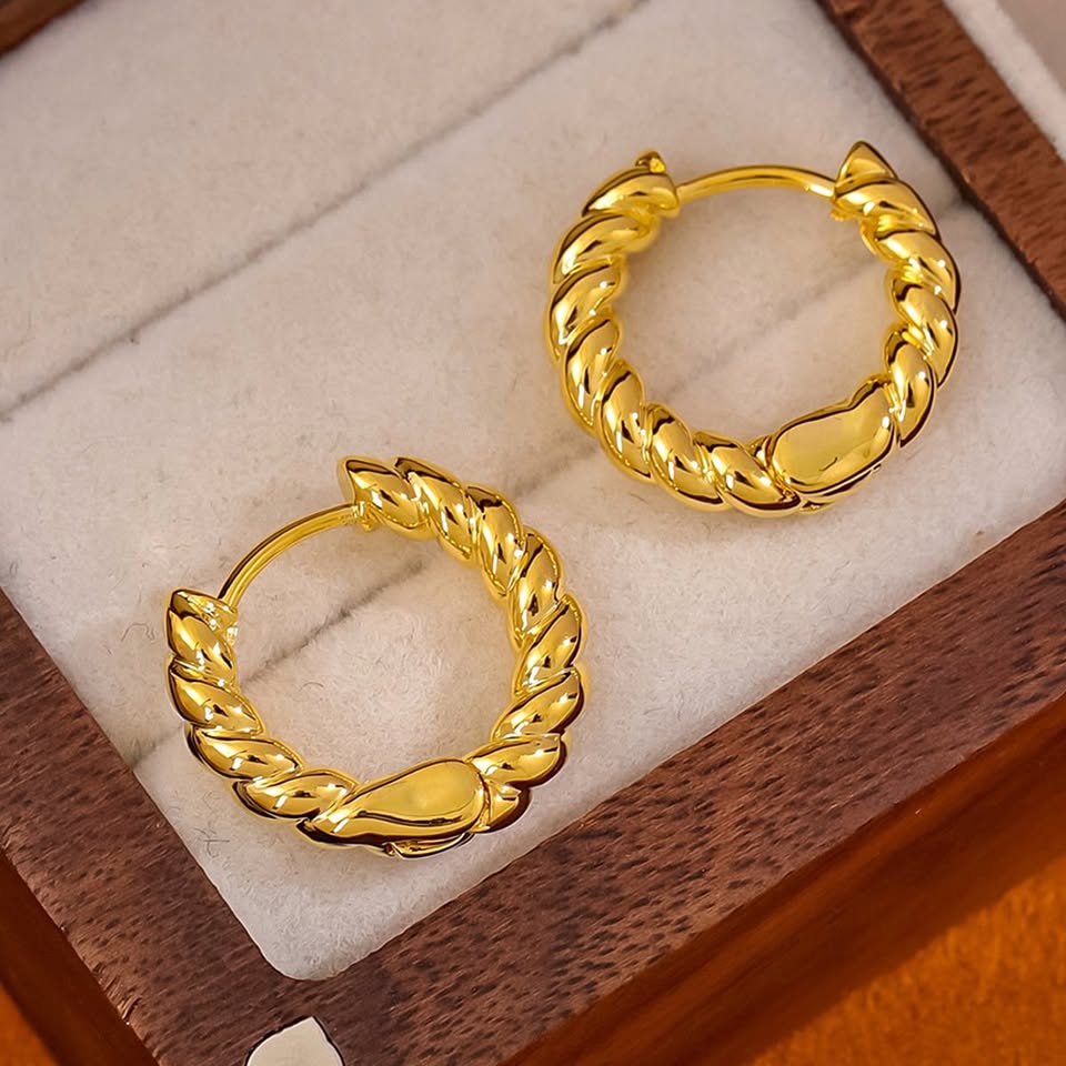 Brand New Gold-plated Twisted Hoop Earrings