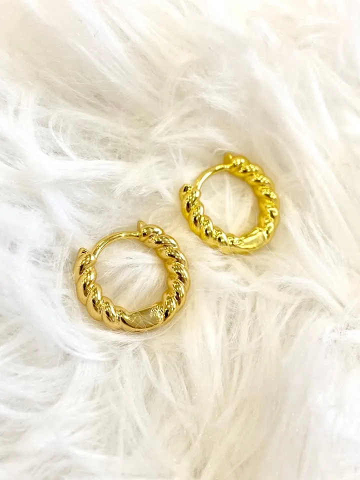 Brand New Gold-plated Twisted Hoop Earrings image indicator(2)