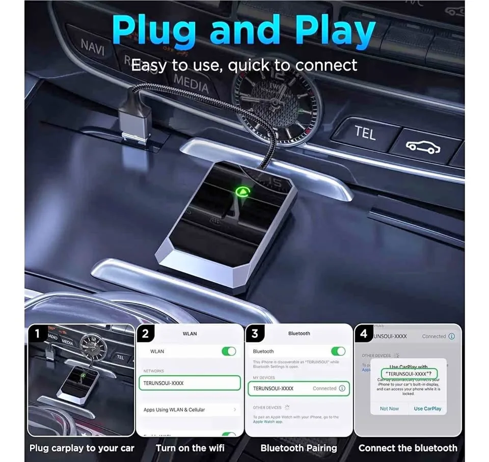 Wireless Carplay Adapter, Converts Wired to Wireless thumbnail