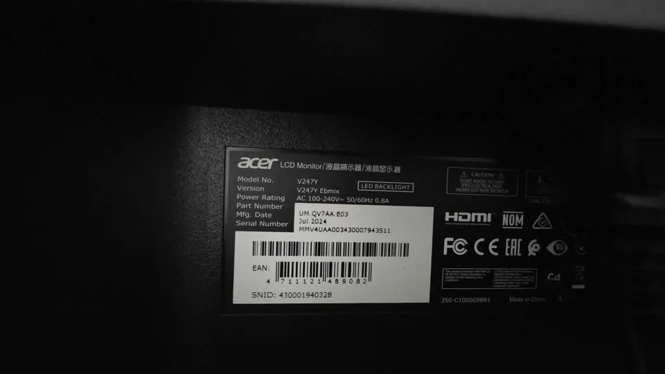 ACER 24" Monitor, 75hz, IPS panel image indicator(4)
