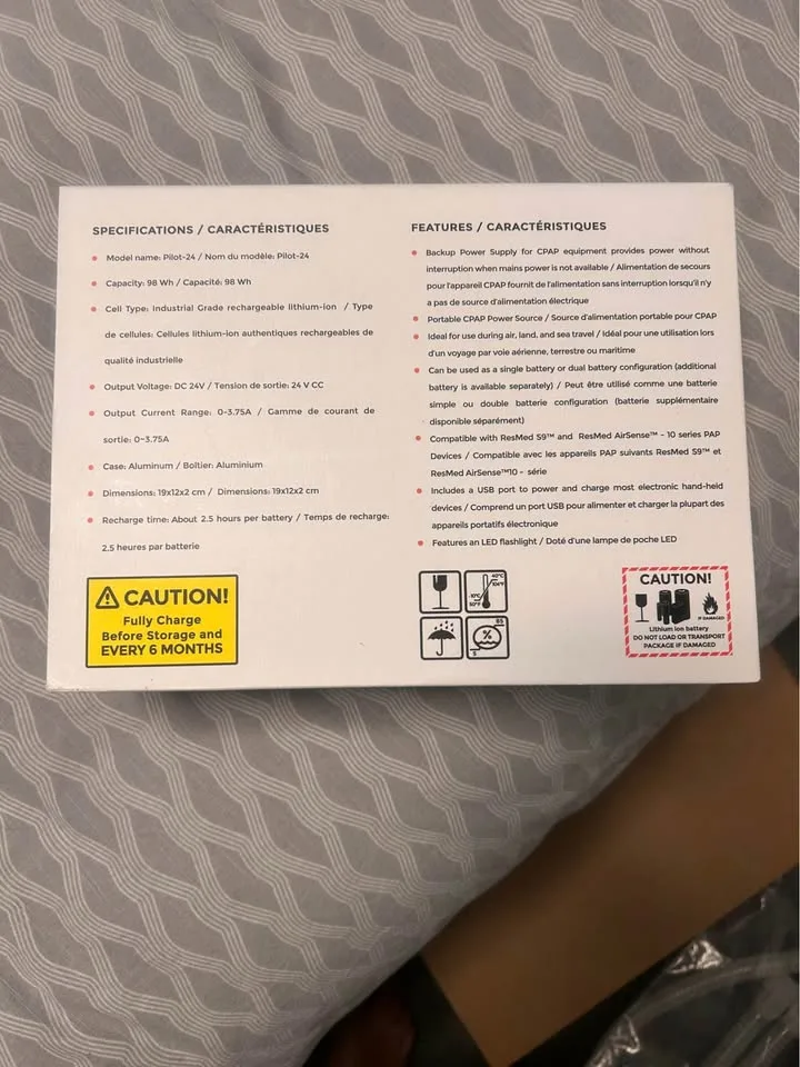 Medistrom Pilot-24 CPAP Battery Backup and car charger image indicator(3)