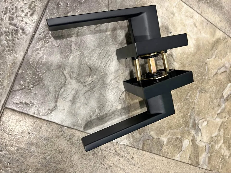 Modern Matte Black Door Handle Set thumbnail