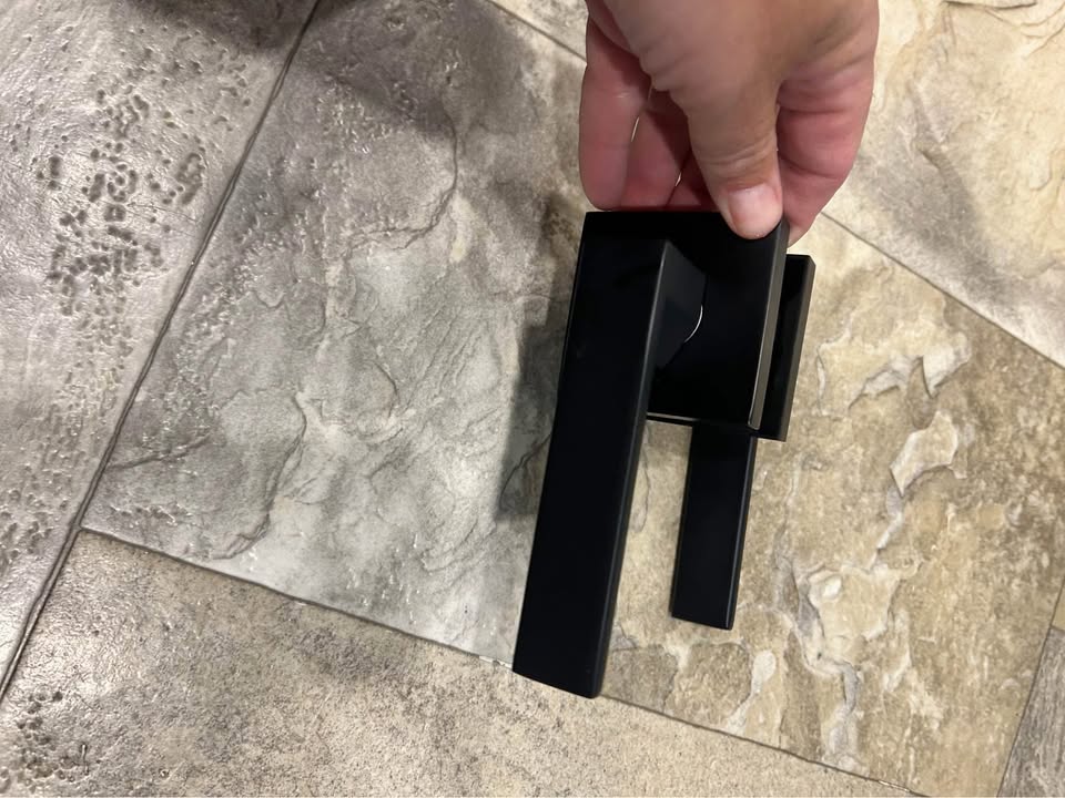 Modern Matte Black Door Handle Set - photo 2